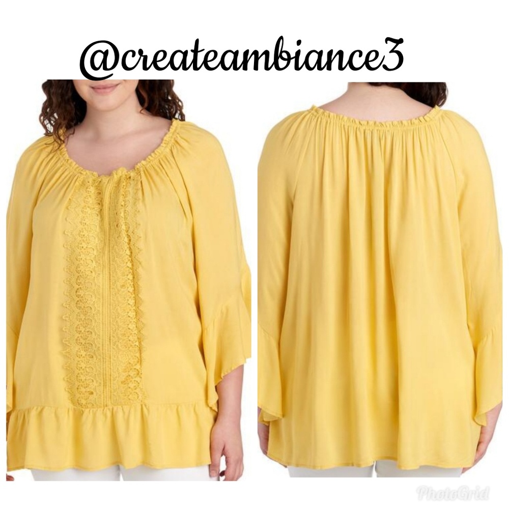 Lace Front Peasant Top